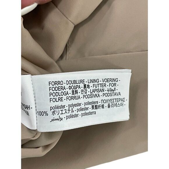Zara Womens Jacket Large L Cropped Pleated Khaki Beige Full Zip 2753/034 NWT - Picture 7 of 10